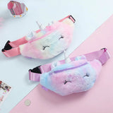 Kids Unicorn Plush Fanny Pack Belt Bag Coin Purse Girls Waist Travel Chest Bag