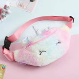 Kids Unicorn Plush Fanny Pack Belt Bag Coin Purse Girls Waist Travel Chest Bag