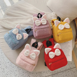 Cat Plush Mini Backpack for Kindergarten Girls