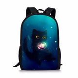 Kids Backpack Fantasy Cats Pattern School Book Bags Cartoon Animal Painting