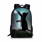 Kids Backpack Fantasy Cats Pattern School Book Bags Cartoon Animal Painting