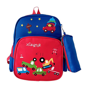 Cartoon Car School Backpack Kid's Backpack Boys Waterproof Colorblock Bagpack
