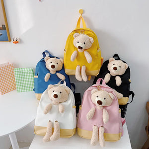 Kids School Bags Kindergarten Backpacks Bear Doll Bags Lightweight