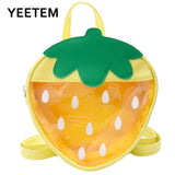 Kids Strawberry Schoolbag Girls Transparent Waterproof Backpack