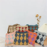 Kids Woolen One Shoulder Messenger Bag Diamond Matching Baby Knitted Bag