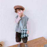Kids Woolen One Shoulder Messenger Bag Diamond Matching Baby Knitted Bag