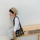 Kids Woolen One Shoulder Messenger Bag Diamond Matching Baby Knitted Bag