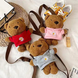 Kids Cartoon Bear Plush Shoulder Bag Soft Baby Plush Toy Girl Bag