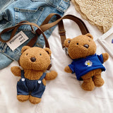 Kids Cartoon Bear Plush Shoulder Bag Soft Baby Plush Toy Girl Bag