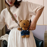 Kids Cartoon Bear Plush Shoulder Bag Soft Baby Plush Toy Girl Bag