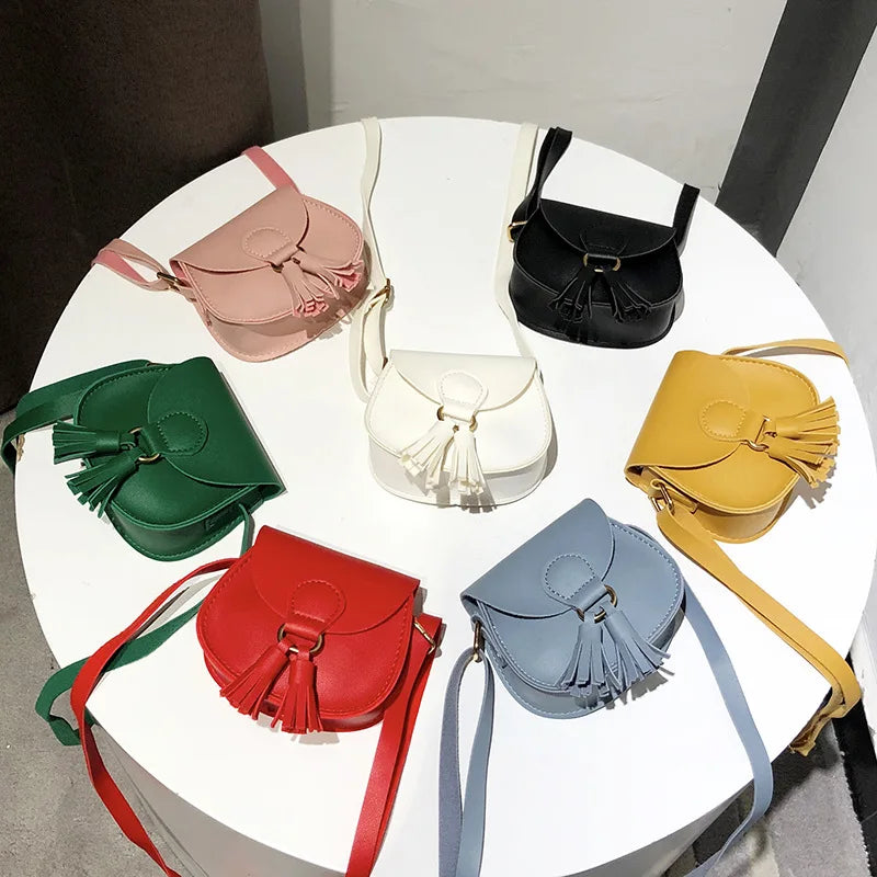 Kids Princess Mini Messenger Bag with Tassel - Cartoon Shoulder Bag