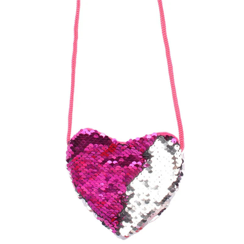 Sequins Lanyard Bag for Kids Coin Purse Diagonal Wild Pattern