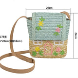 Kids Straw Woven Bag Small House Rattan Handbag Backpack