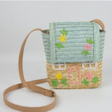 Kids Straw Woven Bag Small House Rattan Handbag Backpack