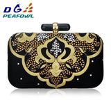 Golden Embroidery Flower Pattern Clutch Evening Bag