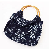 Ethnic Batik Cloth Shoulder Bag Bamboo Handle Women's Bag
