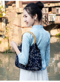 Ethnic Batik Cloth Shoulder Bag Bamboo Handle Women's Bag