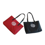 Chinese Character Embroidery Shoulder Bag Large Capacity Nylon Handbag
