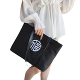 Chinese Character Embroidery Shoulder Bag Large Capacity Nylon Handbag