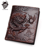 Chinese Dragon Wallet Vintage Leather Men's Unique Pattern Male Folding
