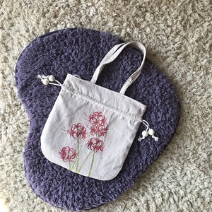 Chinese Embroidery Drawstring Cotton Linen Diagonal Bag Hanfu Accessory
