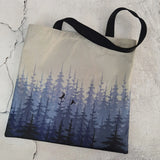 Chinese Style Pine Forest Print Female Shopping Bags Shoulder Bag Large Capacity