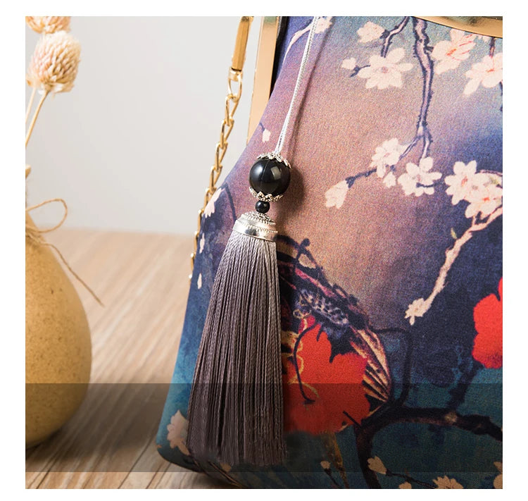 Chinese Style Vintage Print Cheongsam Crossbody Bag Women Purse Handbag