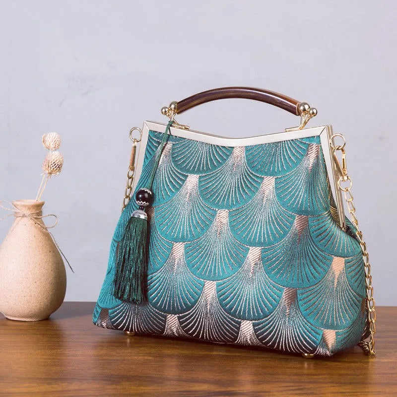 Chinese Style Vintage Print Cheongsam Crossbody Bag Women Purse Handbag