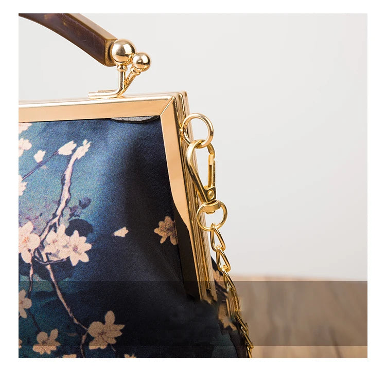Chinese Style Vintage Print Cheongsam Crossbody Bag Women Purse Handbag