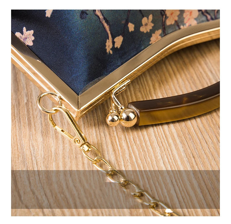Chinese Style Vintage Print Cheongsam Crossbody Bag Women Purse Handbag