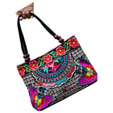 Embroidered Ethnic Summer Flowers Women Handbag Tote Shoulder Bag Cross-body