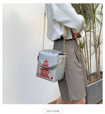 Chinese Take-Out Box Crossbody Bag Tower Print Shoulder Bag