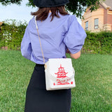 Chinese Take-Out Box Crossbody Bag Tower Print Shoulder Bag