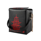 Chinese Take-Out Box Crossbody Bag Tower Print Shoulder Bag