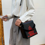 Chinese Take-Out Box Crossbody Bag Tower Print Shoulder Bag
