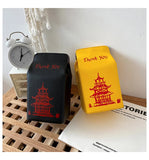 Chinese Takeout Box Purse Shoulder Bag Milk Carton Clutch Handbag for Women
