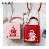 Chinese Takeout Box Purse Pu Leather Women Handbag Novelty Crossbody Bag