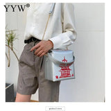 Chinese Takeout Box Purse Pu Leather Women Handbag Novelty Crossbody Bag
