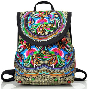 Chinese Vintage Embroidered Women Backpack Ethnic Travel Handbag