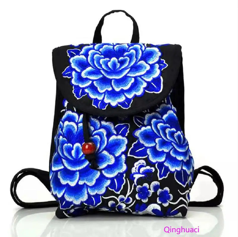 Chinese Vintage Embroidered Women Backpack Ethnic Travel Handbag