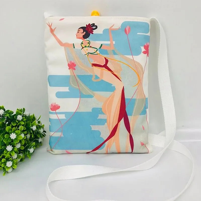 Chinese Ethnic Female Bag Digital Print Cotton Women's Shoulder Retro Small Bag