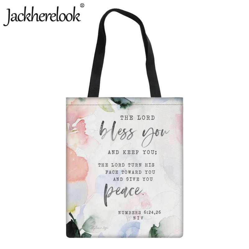 Christian Bible Verse Women's Handbags Reusable Foldable Canvas Bag