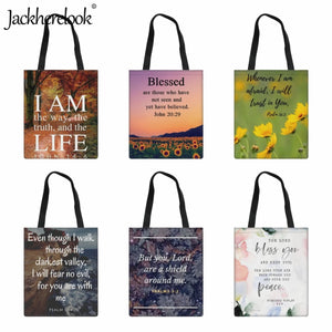 Christian Bible Verse Women's Handbags Reusable Foldable Canvas Bag