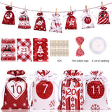Christmas Advent Calendar Bags 24 Days Countdown Drawstring Gift Pouches