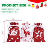 Christmas Advent Calendar Bags 24 Days Countdown Drawstring Gift Pouches