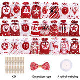 Christmas Advent Calendar Bags 24 Days Countdown Drawstring Gift Pouches
