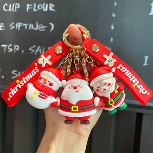 Christmas Anime Keychain Santa Claus Cartoon Snowman Doll Backpack Pendant