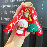 Christmas Anime Keychain Santa Claus Cartoon Snowman Doll Backpack Pendant