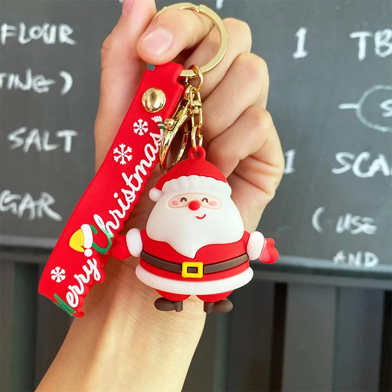 Christmas Anime Keychain Santa Claus Cartoon Snowman Doll Backpack Pendant