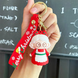 Christmas Anime Keychain Santa Claus Cartoon Snowman Doll Backpack Pendant